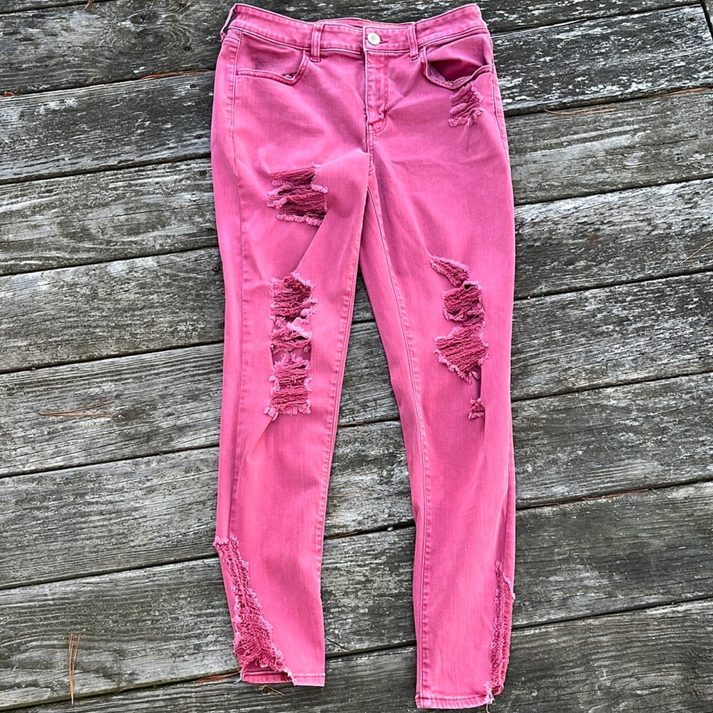 American Eagle Destroyed Next Level Stretch Jegging 14 R